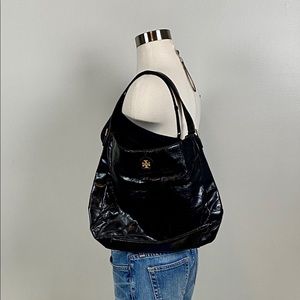NWT Tory Burch Shiny Black Hobo Handbag